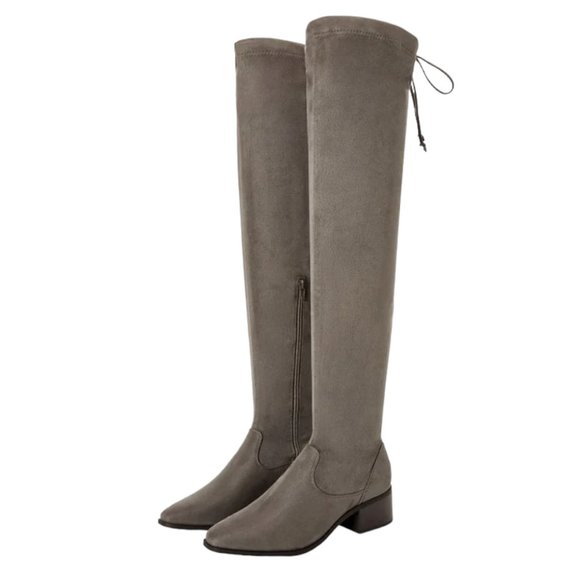 NIB JUSTFAB HANNAH OVER-THE-KNEE FLAT BOOTS (7.5 / GREY) - Picture 5 of 9